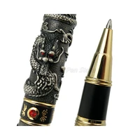 jinhao ancient gray metal double dragon playing pearl carving embossing roller ball pen professional office stationery writing