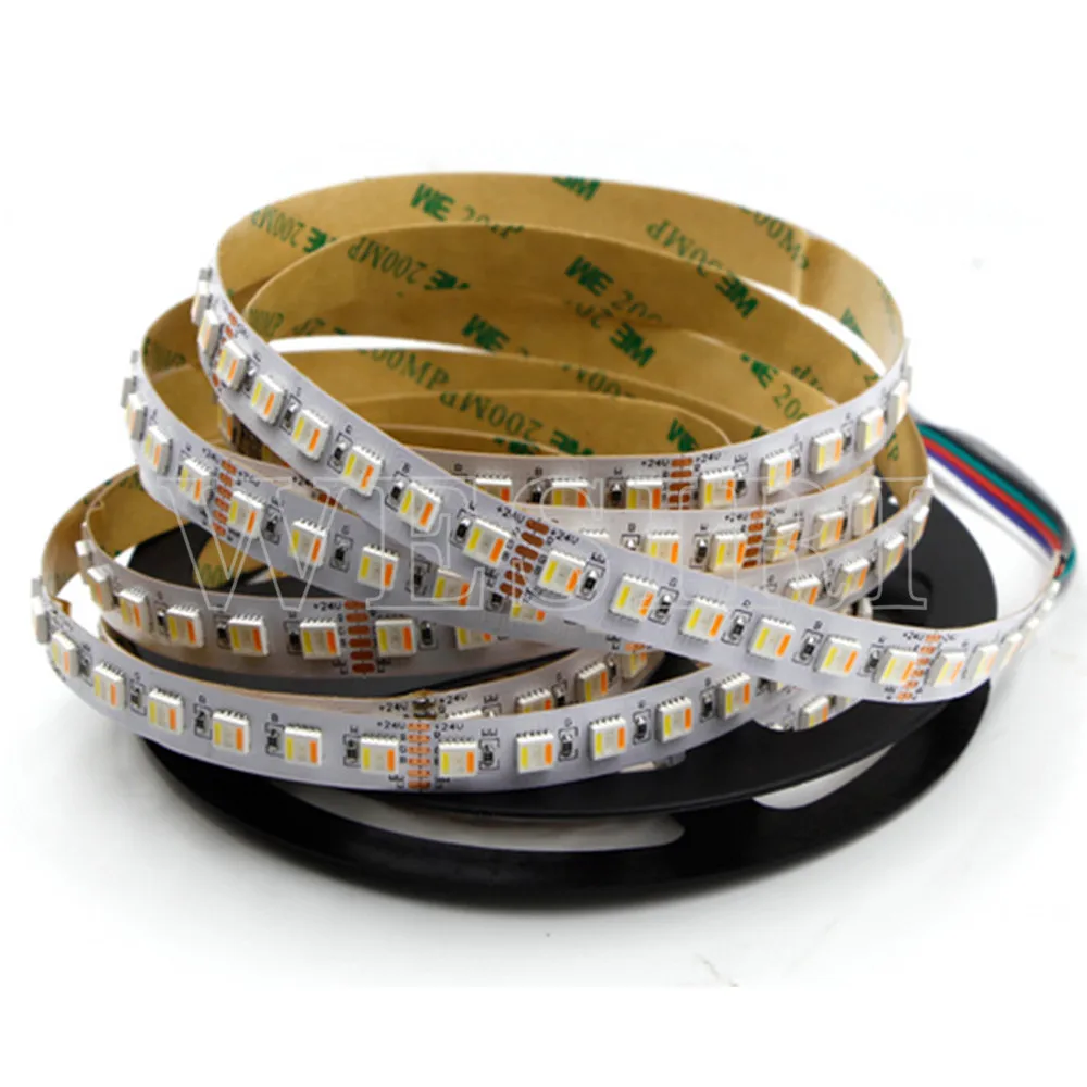 

5M 96LEDs/m RGBCCT 5IN1 LED Strip Light RGB+White+Warm White 5050 SMD Dual White Temperature Adjustable LED Strip 12MM PCB DC24V