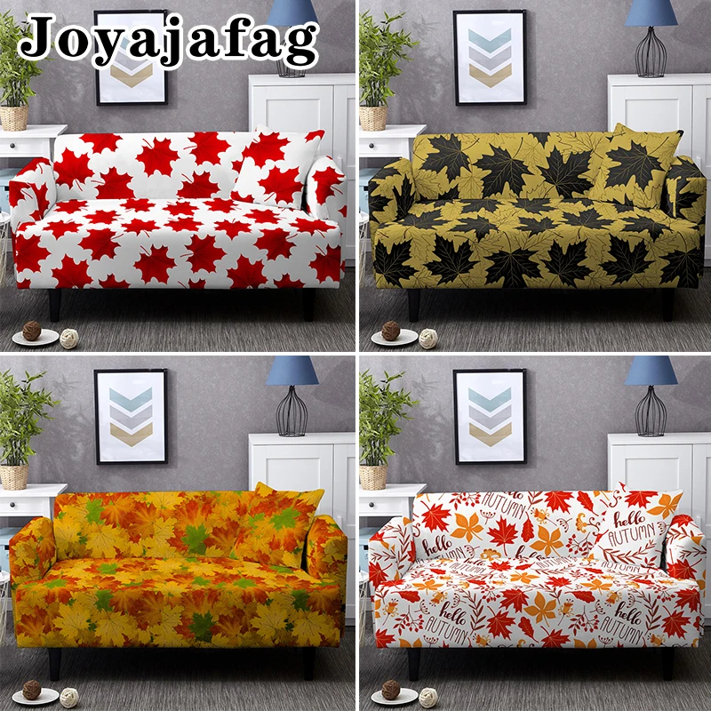 

Hello Autum Map Leaves Sofa Cover For Living Room 1/2/3/4 Seater Dust-proof All-cover Elastic Slipcover Washable Couch Covers