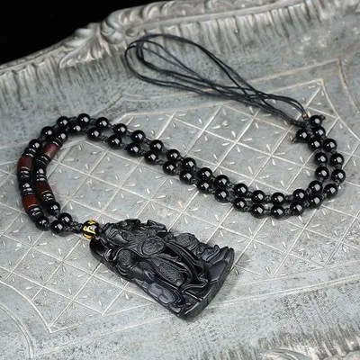 Модный обсидиановый кулон Гуань Гонг с дагао Юй нефритовый ожерелье + подарок на