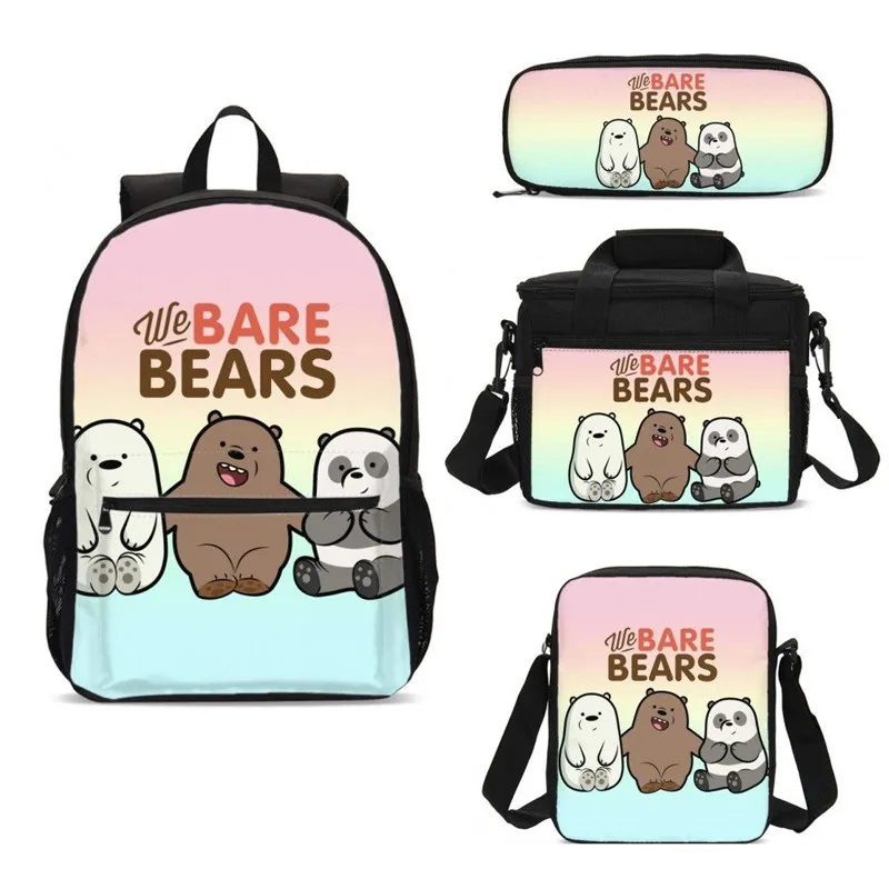 4 шт./компл. портфель школьные сумки для мальчиков и девочек мультфильм голые