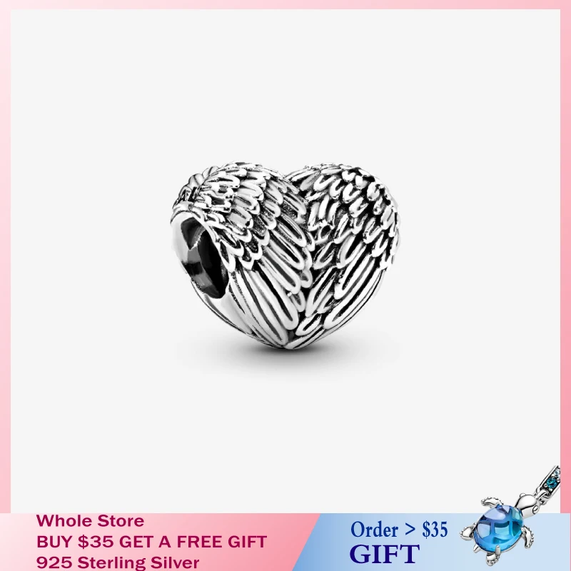 Женский браслет Pandora из 100% серебра 925 пробы ангельские крылья сердце подвеска