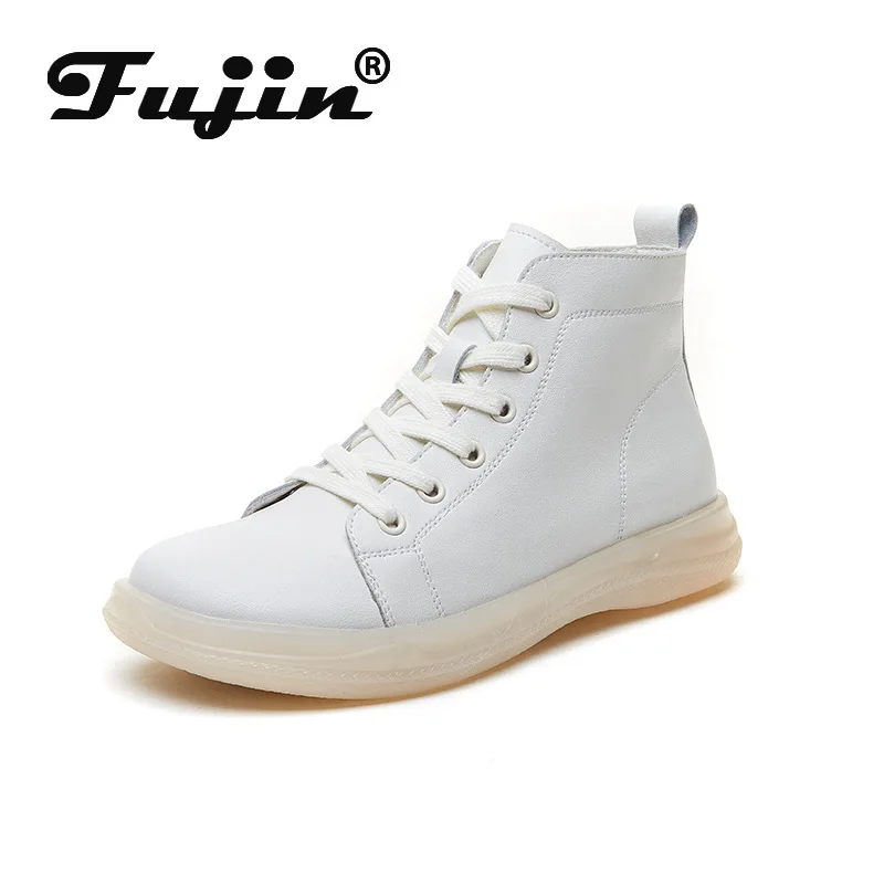 

Fujin/женские ботильоны из натуральной кожи на платформе; Мягкая дышащая повседневная обувь; Теплая зимняя обувь; Za Ins; Сезон весна-осень-зима