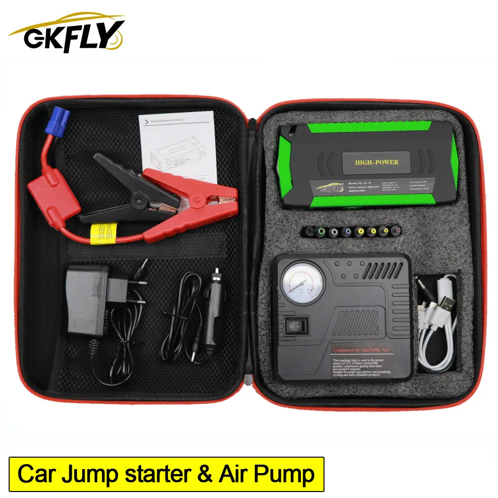 

GKFLY Car Jump Starter Air Pump Compressor Super Power Starter 12V 600A Gasoline Diesel Car Battery Charger Booster