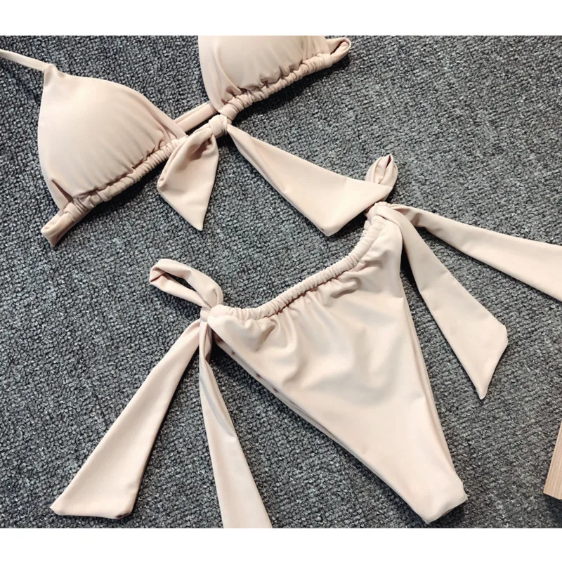 Треугольный топ мини бикини с завязками набор Mujer размера плюс купальник женский
