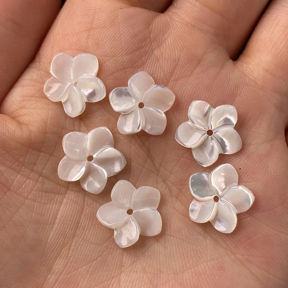 

5Pcs Natural Shell Beads Carved-flowered Mother Of Pearl Shell For Jewelry Making Bracelet Earring Handiwork Sewing Accessory