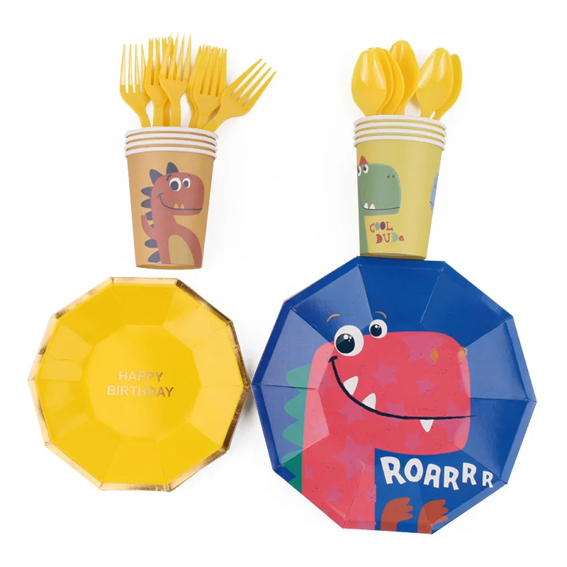 Динозавр товары для вечерние одноразовая посуда бумажные полотенца тарелки