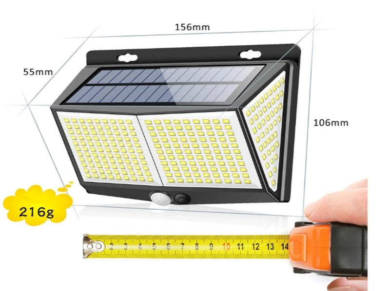 8W 288LED Solar Wall Light Motion Sensor Garden Courtyard Path Lamp 3 Modes Waterproof IP65 | Лампы и освещение