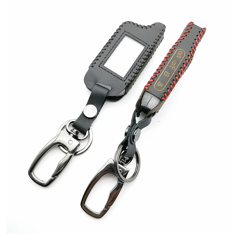 

X5 LCD Remote Control 100% Leather Key Fob Case Cover For Vehicle Safety In Two Way Car Alarm System Russian Version TOMAHAWK X5