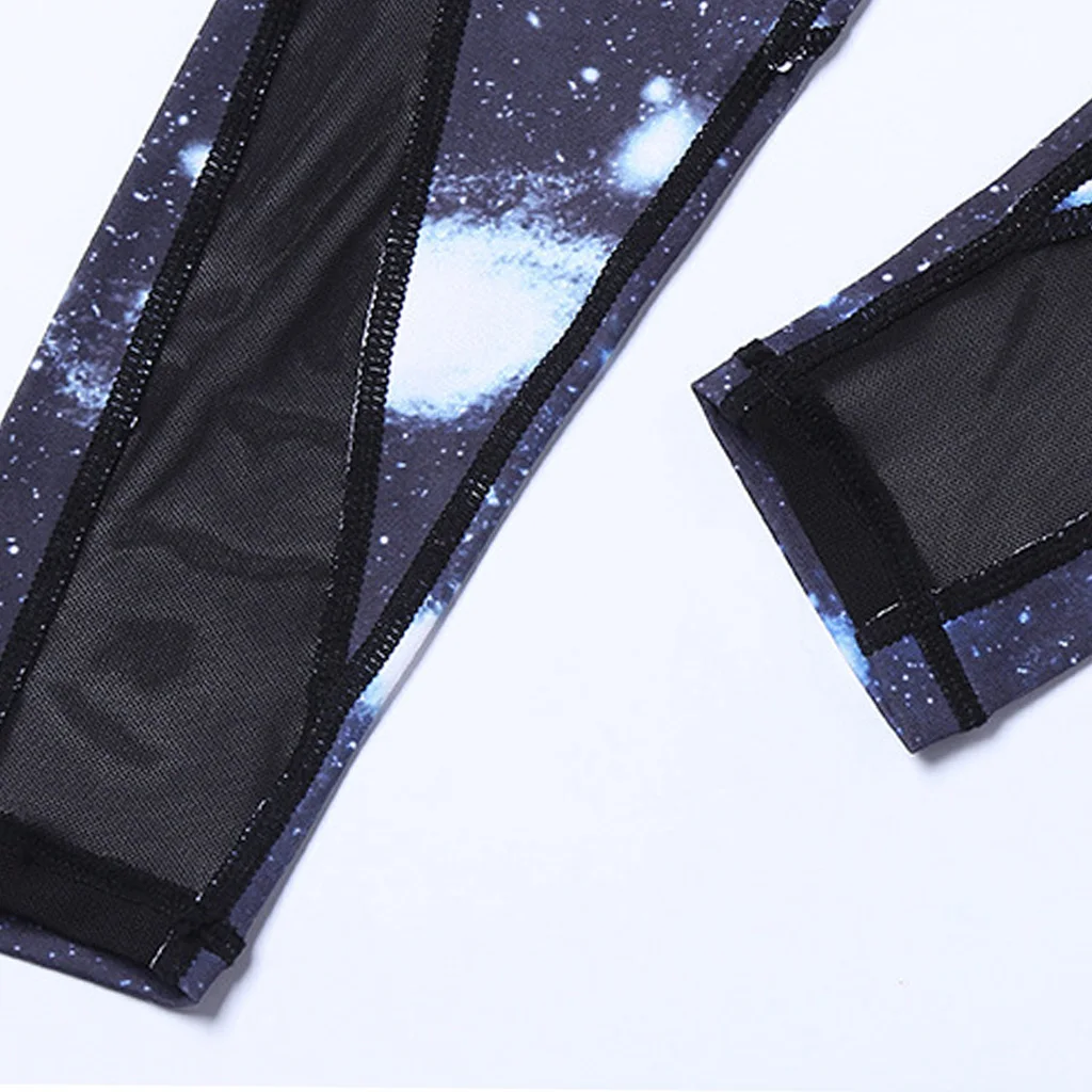 

Women High Waist Tummy Control Yoga Leggings Mesh Patchwork Fitness Sports Pants Stripes Contrast Color Printed Workout Running