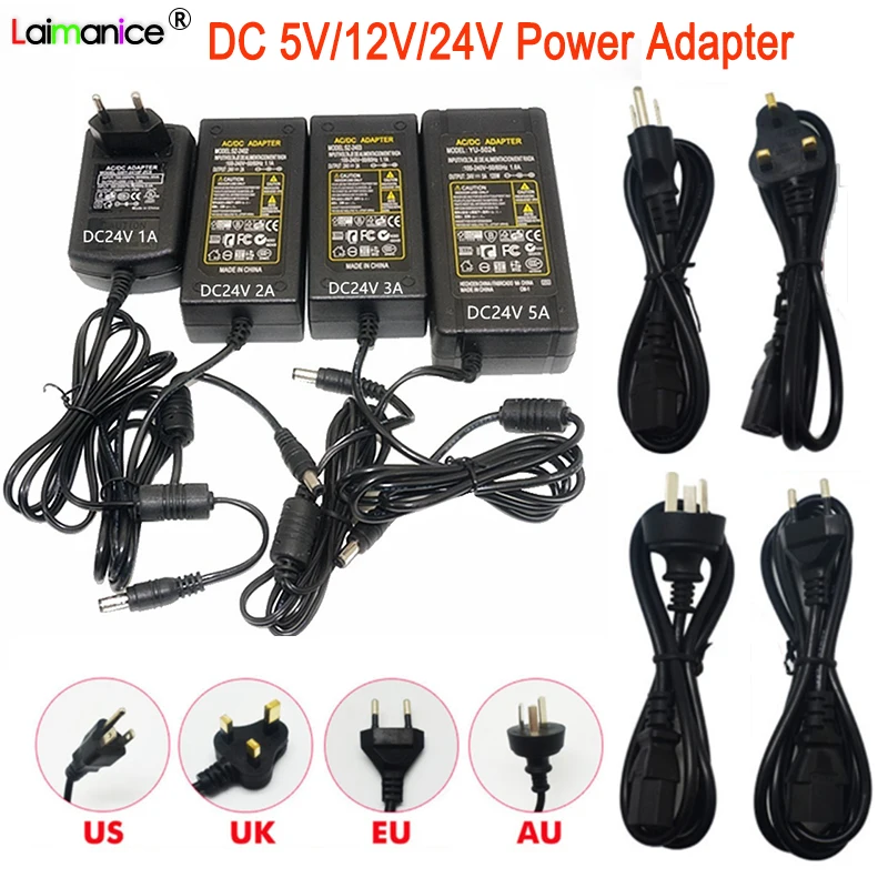 Источник питания DC 5V 12V 24V 1A 2A 3A 5A 6A 8A штепсельная вилка трансформатора освещения