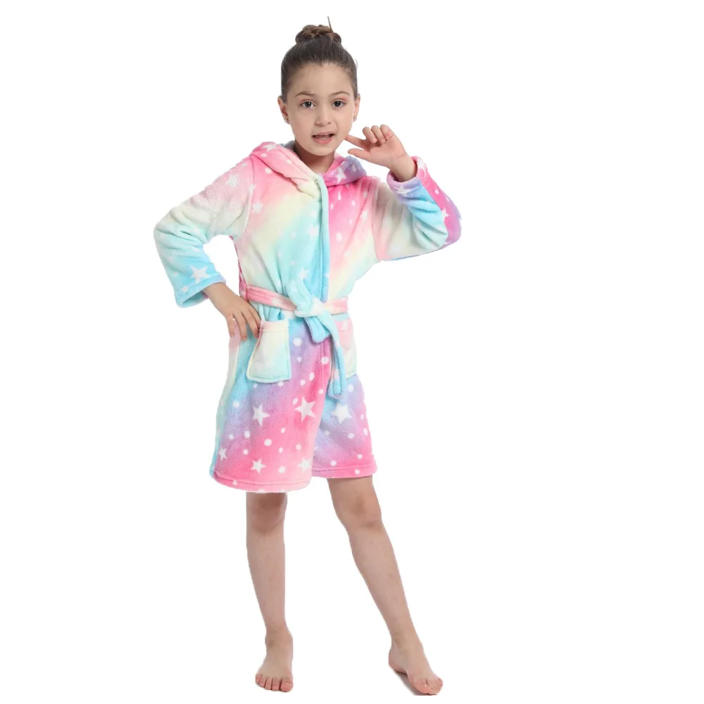 Детский фланелевый банный халат с капюшоном в виде единорога | Мать и ребенок