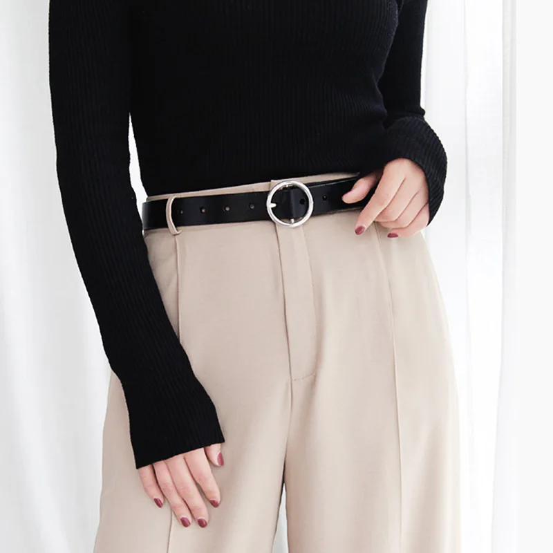 Женская обувь из PU искусственной кожи кожаные ремни с круглой пряжкой