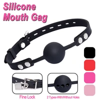 adult games silicone gag ball bdsm bondage restraints mouth stuffed with lock women oral rixation erotic sex toys for couples