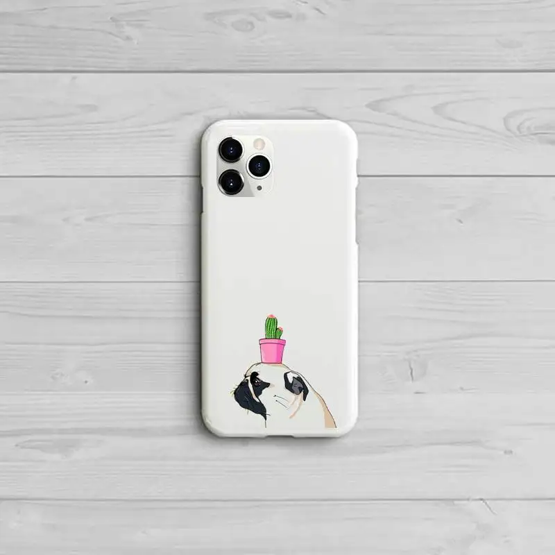 

Cartoon Pug Dog French Bulldog animal Phone Case Candy Color for iPhone 11 12 pro XS MAX 8 7 6 6S Plus X 5S SE 2020 XR
