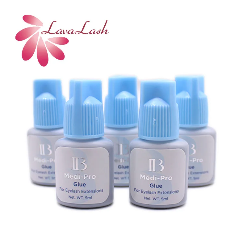 5 Bottles IB Ibeauty Medi-Pro Glue Black For Eyelash Extension Glue Light Blue Cap 5ml Original Korea Adhesive 1-2s Fast Drying