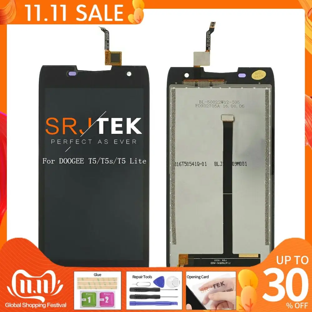 

100% Warranty New Original 1280X720 LCD For Doogee T5 Display Touch Screen Assembly 5" For Doogee T5 T5S T5 LITE LCD Screen T5 s