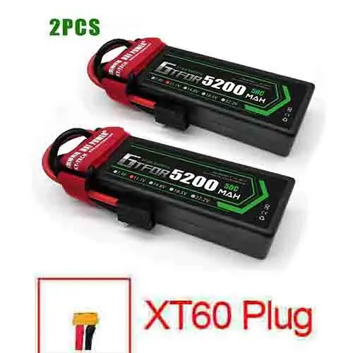 GTFDR 11,1 v 5200mah 50C 3s max 100C 3,7 V 1000mah 25C max60C запасные части для радиоуправляемого дрона traxxas - Цвет: 2PCS3S5200mahXT60