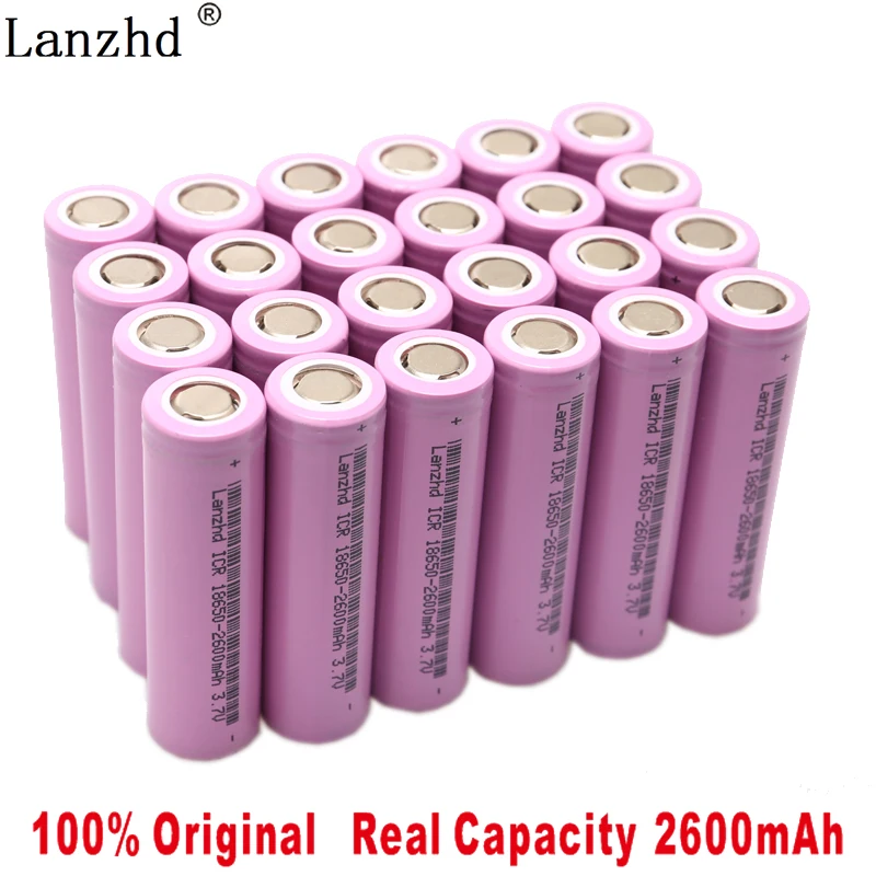 24 шт. 18650 батареи перезаряжаемые литий-ионная 3 7 mAh 2600 V аккумуляторная батарея для