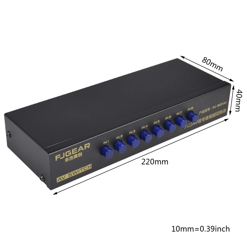 

2020 New 8-Way AV Switch RCA Switcher 8 in 1 out Composite Video L/R Selector Box for DVD