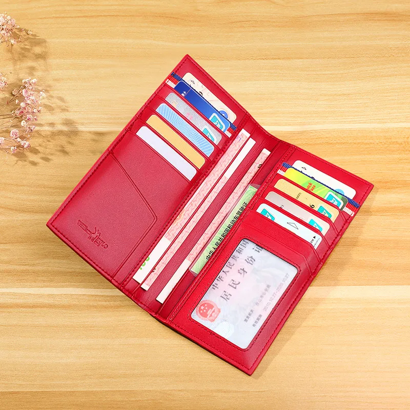 Новинка 2020 Женская Длинная кожаная сумка с защитой от кражи ультратонкая для