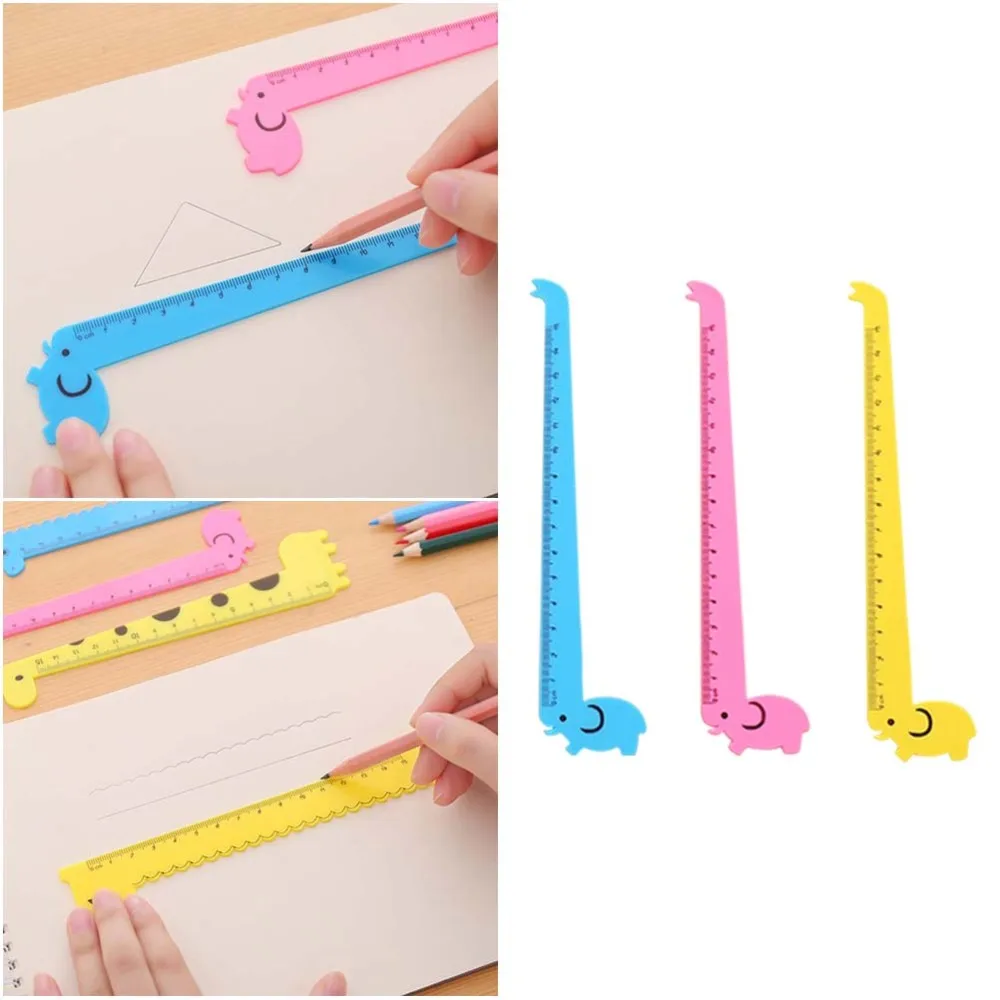 

10pcs 15CM Cartoon Rulers Creative Giraffe Rulers School Students Stationery Kids Measuring Rulers (Random Color, Random