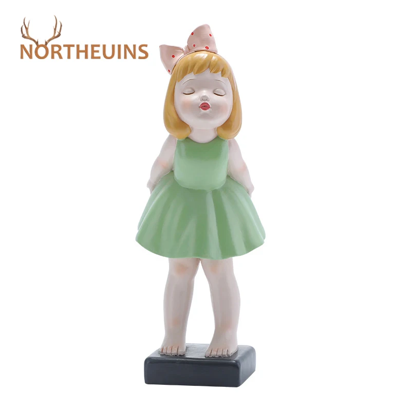 

Статуэтка NORTHEUINS из смолы с бантом для девочек, креативная Скандинавская Статуэтка из камня для интерьера, аксессуары для украшения дома, по...