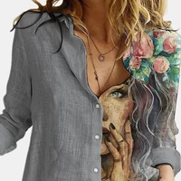 turn down collar long sleeve blouse women shirts elegant print autumn casual office button shirt tops women shirt