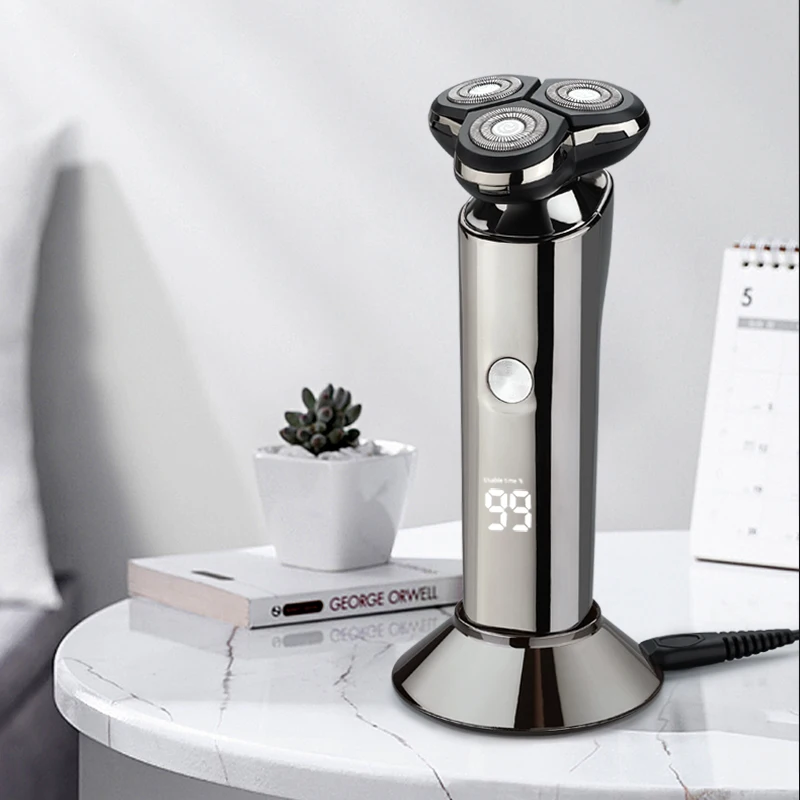 

Электробритва перезаряжаемая бритва с USB Водонепроницаемая 3D головка для сухого и влажного бритья со светодиодный ным дисплеем, триммер дл...