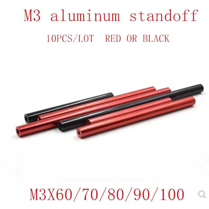 10 шт./лот M3x60/70/80/90/100 черный или красный алюминий стоек распорку|Винты| |