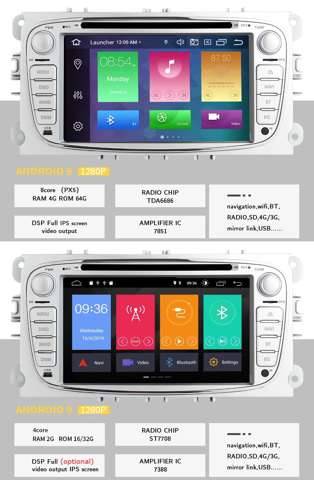 8 ядерный 4 г ram ips DSP Android 9 автомобильный Радио мультимедиа для Ford Focus 2 3 mk2 Mondeo 4 Kuga Fiesta Transit подключения S-MAX C-MAX OBD2
