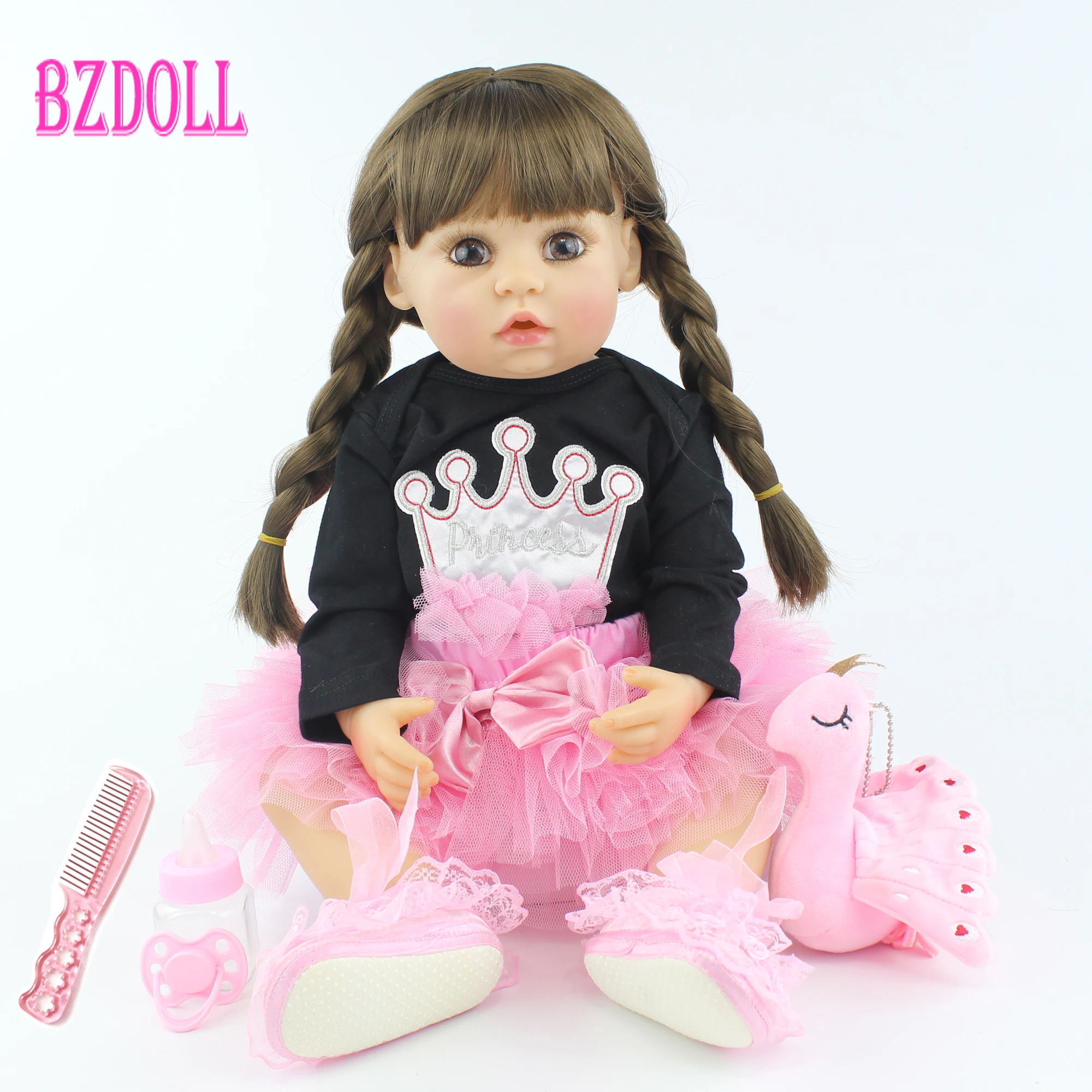 BZDOLL 55 см Силиконовая Кукла Reborn для всего тела Реалистичная 22 дюймовая виниловая