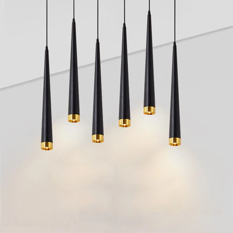 

Nordic Modern Personality Led Cylindrical Conical Chandelier Hanging Line Down Light Restaurant Creative Bar Chandelier