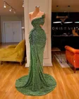 Блестящие вечерние платья-русалки с блестками, кружевные вечерние платья с одним открытым плечом и шлейфом, длинное платье для выпускного вечера, индивидуальный пошив 2022