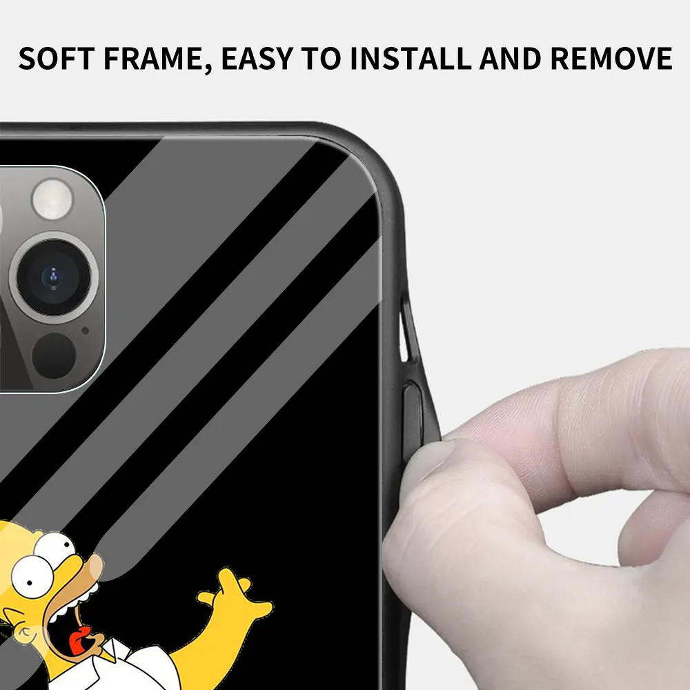 

Phone Case For iPhone 11 Pro XR X XS Shell For iPhone 12 Pro Max 7 8 Plus SE 2020 Glass Back Cover Funny Bart simpson boys