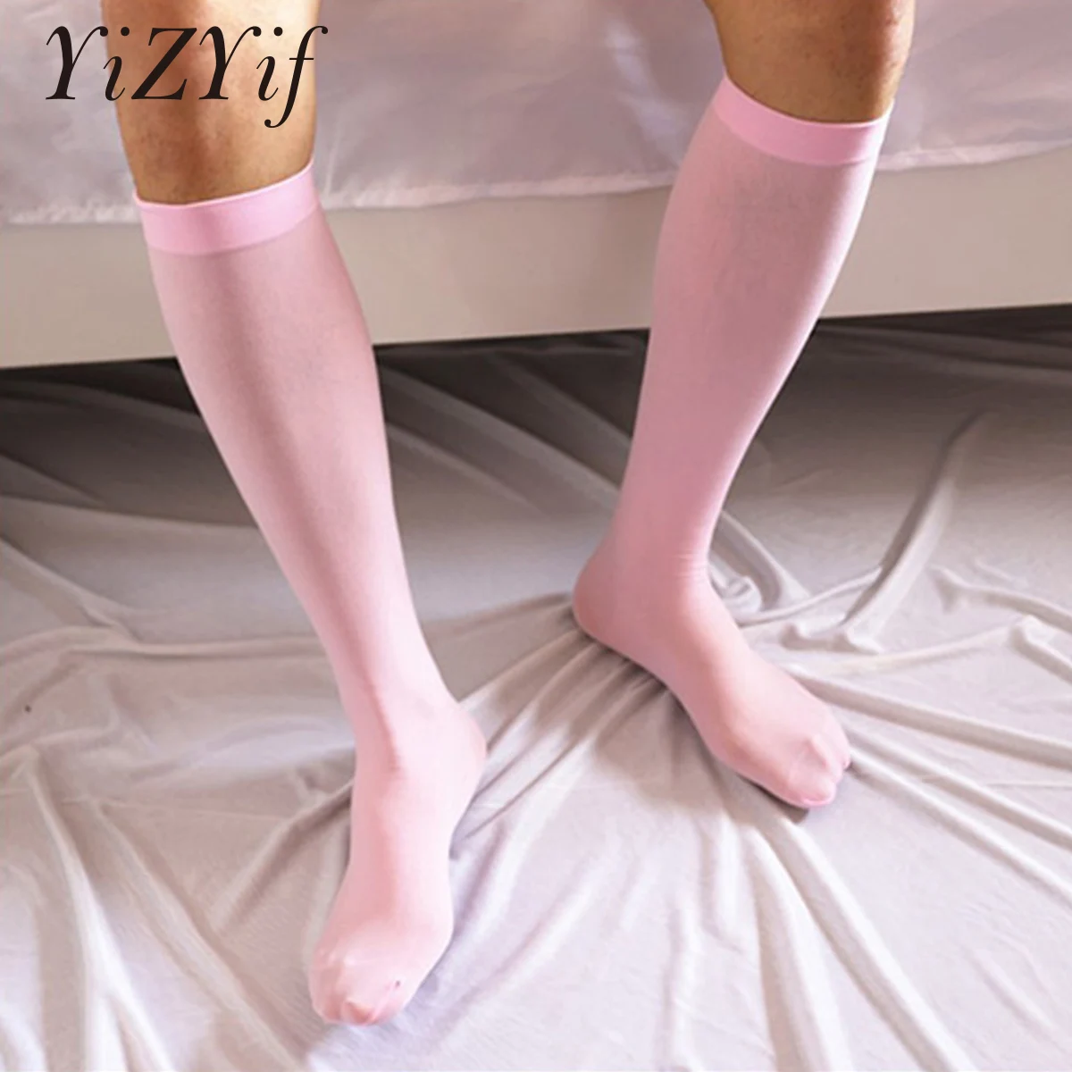 

Silky Thin Men Socks Mens Summer Ultra Thin High Stretchy Smooth Over-the-Calf Business Nylon Socks Gifts for Men Long Socks Men