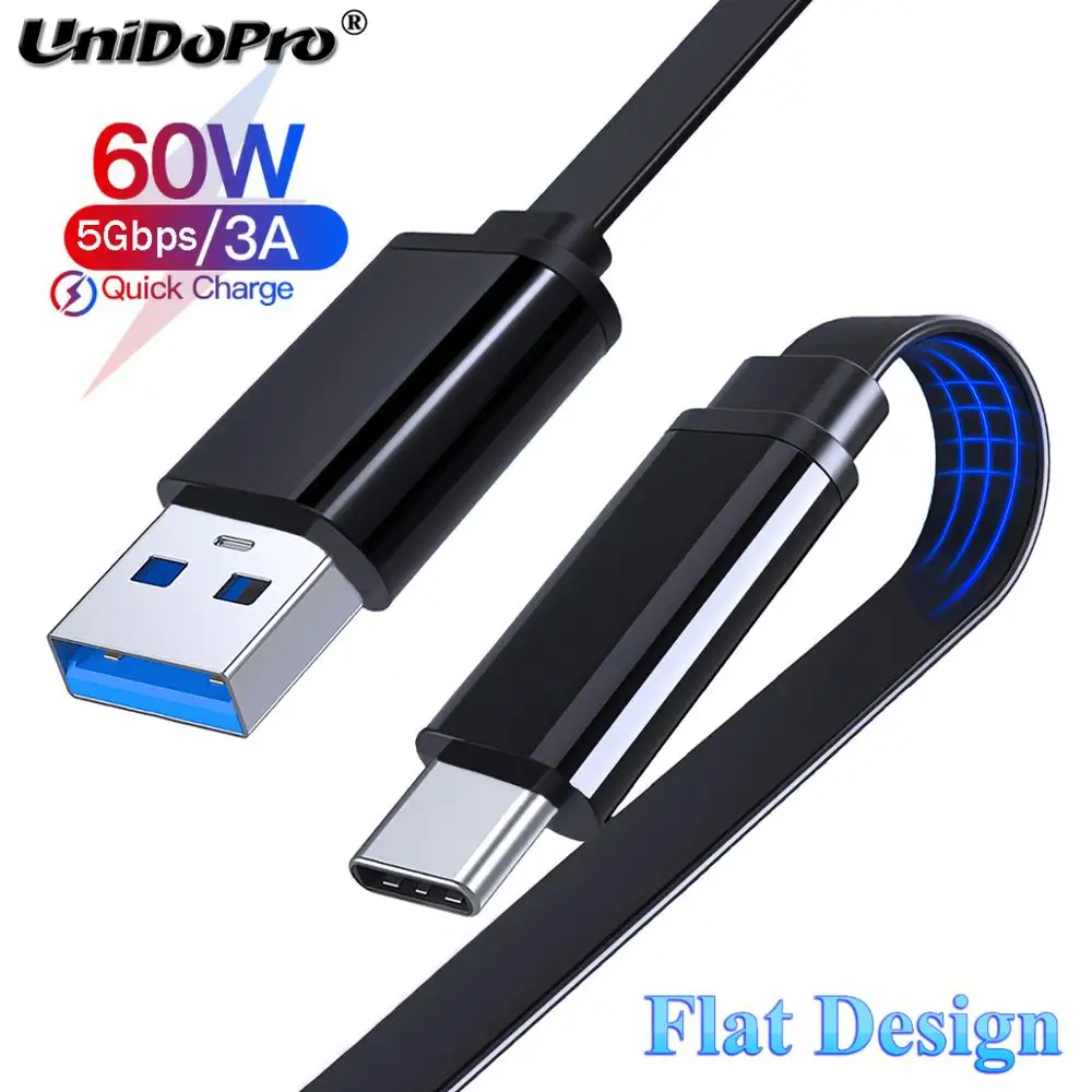 USB 3 0 3A плоский кабель Type C с функцией быстрой зарядное устройство для передачи