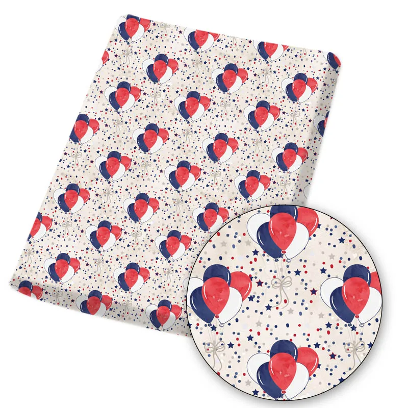 

Polyester Cotton Fabric Stars Balloons Hand-Drawn Style Painted Cloth Sheets Home Textile Crafts Mask Making Material 45*145cm