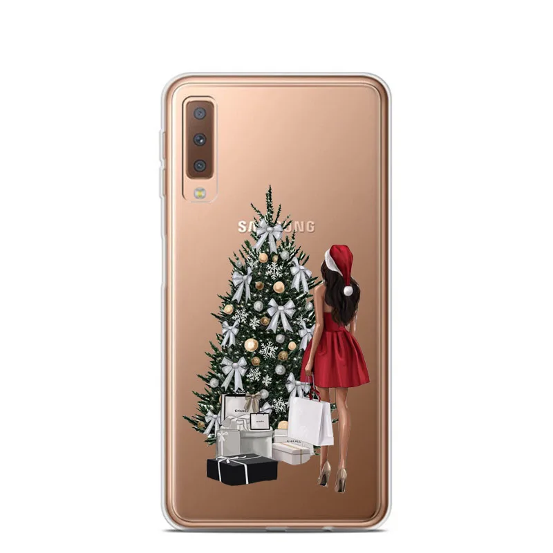 Мультяшный Рождественский чехол для samsung Galaxy A10 A30 A50 A70 A80 Санта Клаус мягкий чехол TPU для samsung A6 A7 A8 Plus A9