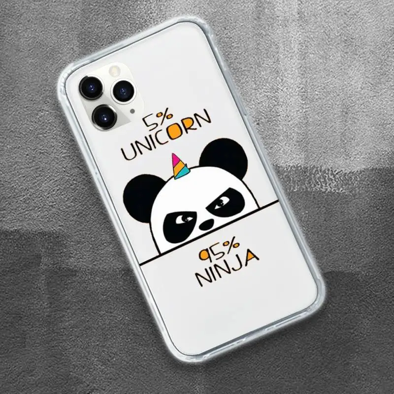 

Cartoons Cute Panda Phone Case Transparent for iPhone 11 12 mini pro XS MAX 8 7 6 6S Plus X 5S SE 2020 XR