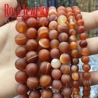 dull polished red stripes agates natural matte onyx beads loose beads for jewelry making charms necklaces 4 6 8 10 12 14mm 15