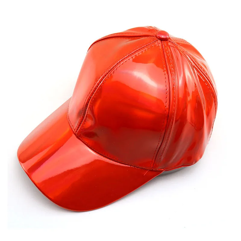 

JIFANPAUL New Style Pure Color Light Board Hat Ladies Full Leather Baseball Cap Tide Hat Male Leather Reflective Baseball Cap