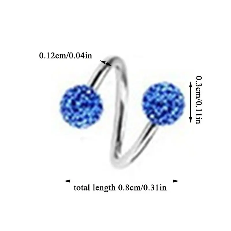 

1 PC Stainless Steel Ear Piercing Crystal Twist Spiral Tragus Helix Cartilage Stud Earrings Piercing Body Jewelry