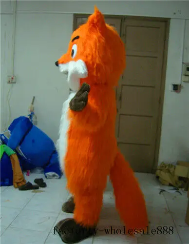 Хэллоуин длинный мех костюм лисы маскота FurSuits Косплэй для взрослых Костюм