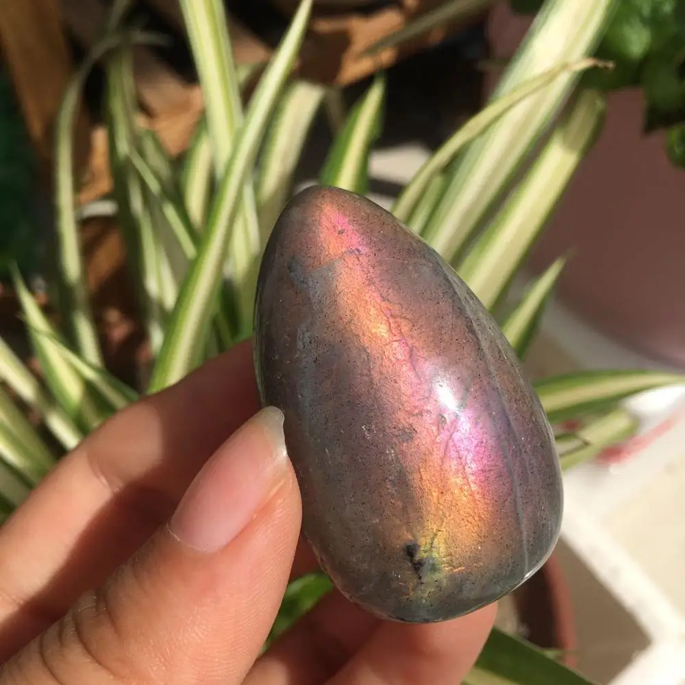 Great! 1pcs Rare Heavy purple flash labradorite palm stone Gemstone for decoration | Дом и сад