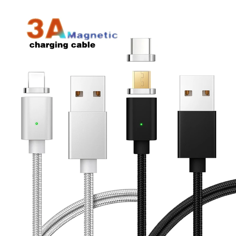 Магнитный зарядный кабель для Micro Usb Type C 3A адаптер быстрой зарядки светодиодный 8