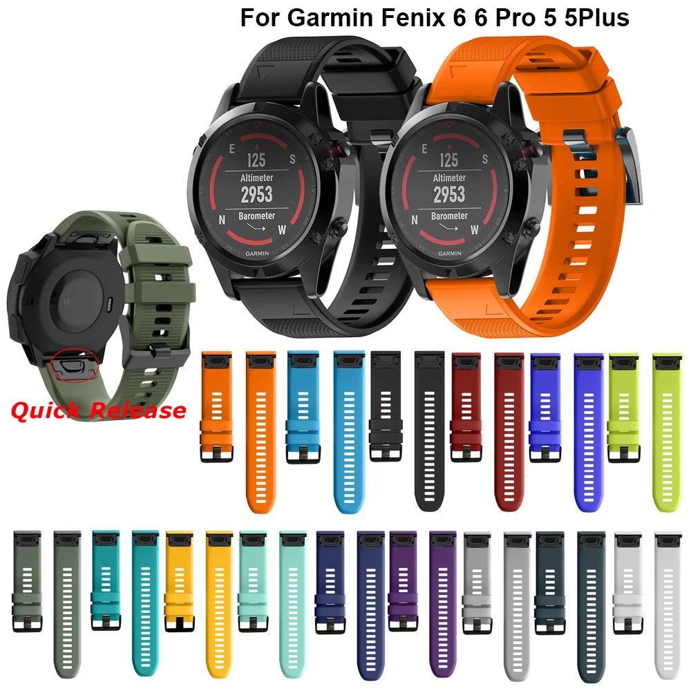 

26mm Sport Silicone Watchband Wriststrap for Garmin Fenix 6X 6 6S Pro 5X 5 5S Plus 3 HR 20 22mm Easy Fit Quick Release wirstband