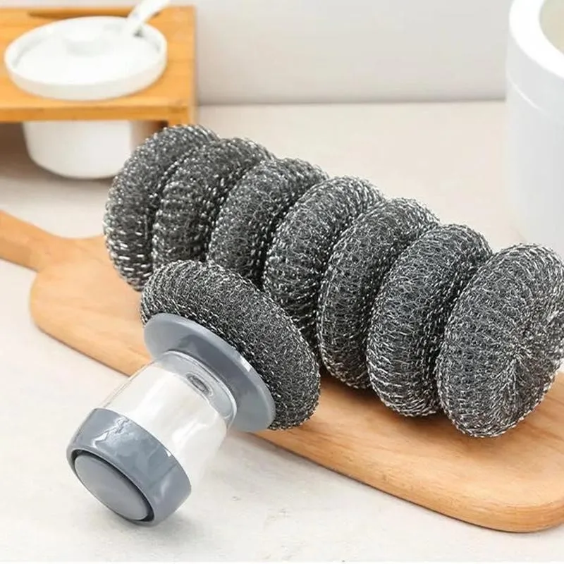 

1pcs Kitchen Soap Dispensing Palm Brush Easy Use Scrubber Wash Clean Tool Holder Soap Dispenser Brush Kitchen Cleaning Tools