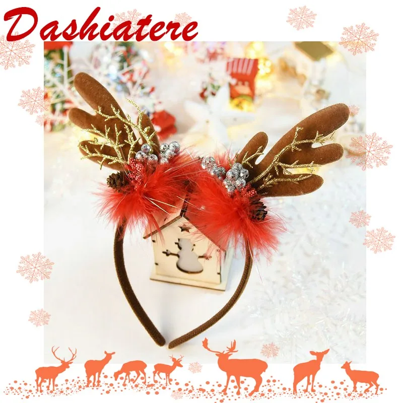 Повязка на голову с оленями и перьями для девочек |