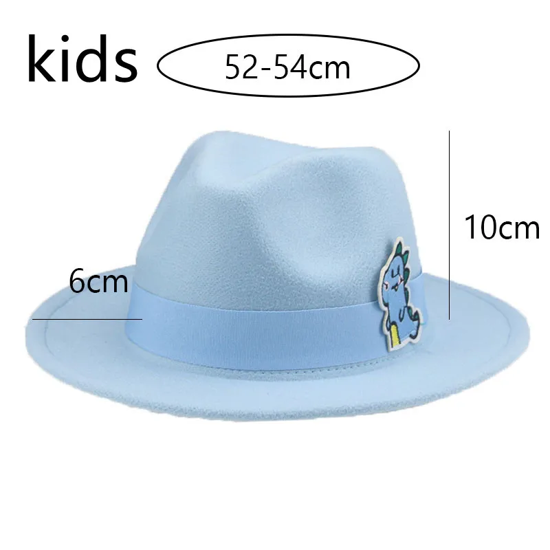 

Kids Hat Fedoras Band Dinosaur Cartoon Pattern Hats for Women Small 52cm 54cm Boys Girls Child Fedora Hat New Sombreros De Mujer